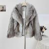 Cappotto da Donna in Eco Pelliccia di Volpe Collo Ampio Spesso Caldo Morbido Peluche Giacca Corta Larga Lusso Capo Invernale