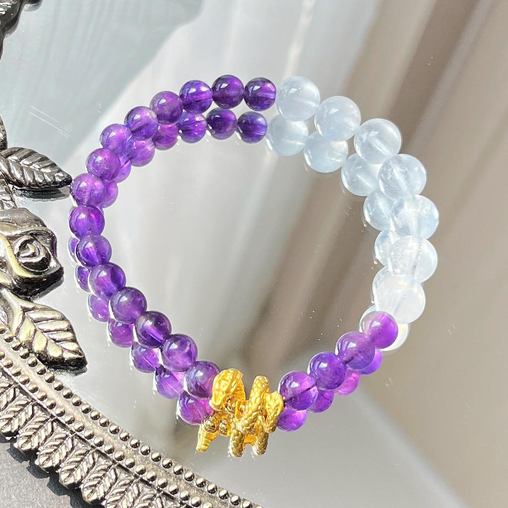 High Quality Natural Uruguayan Amethyst Blue Moonlight Bracelet