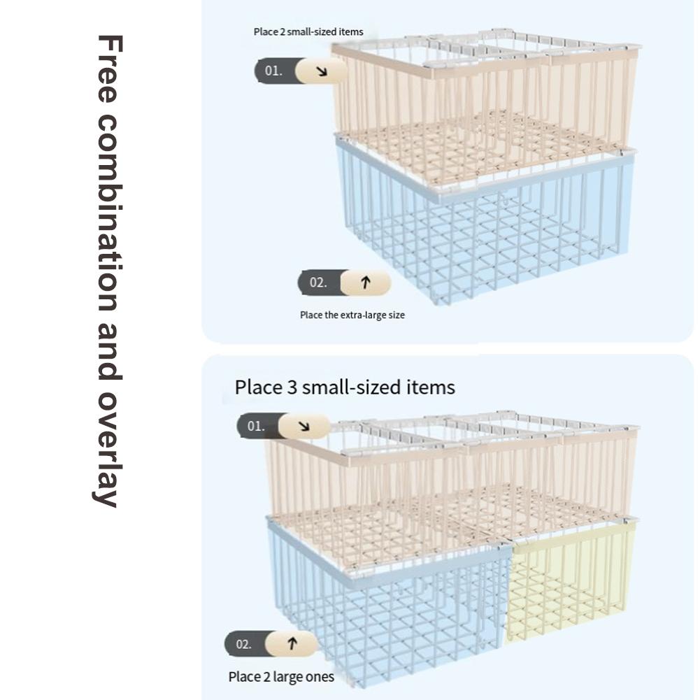 4pcs Stackable Wire Baskets Vegetable Fruit Storage Metal Basket Freezer Hanging Bin Organizers Home Kitchen Mesh Storage Rack