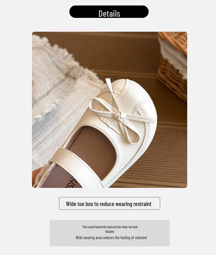 2026 Kids' Korean Style Bow Leather Flats - Versatile, Comfortable Princess Dance Shoes for Spring & Autumn