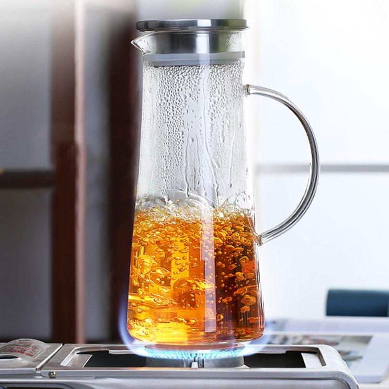 Hochborosilikatglas Transparent Kaltwasserkessel Haushalt Großes Fassungsvermögen Milch Saft Getränk Blütentee Kaltwasserkessel