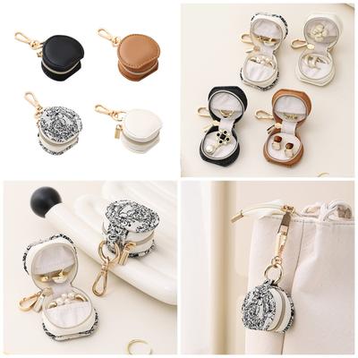 Schmuckorganizer aus PU-Leder Schlüsselanhänger mit Reißverschluss für Reisen Elegantes Aufbewahrungsetui für Ringe und Accessoires
