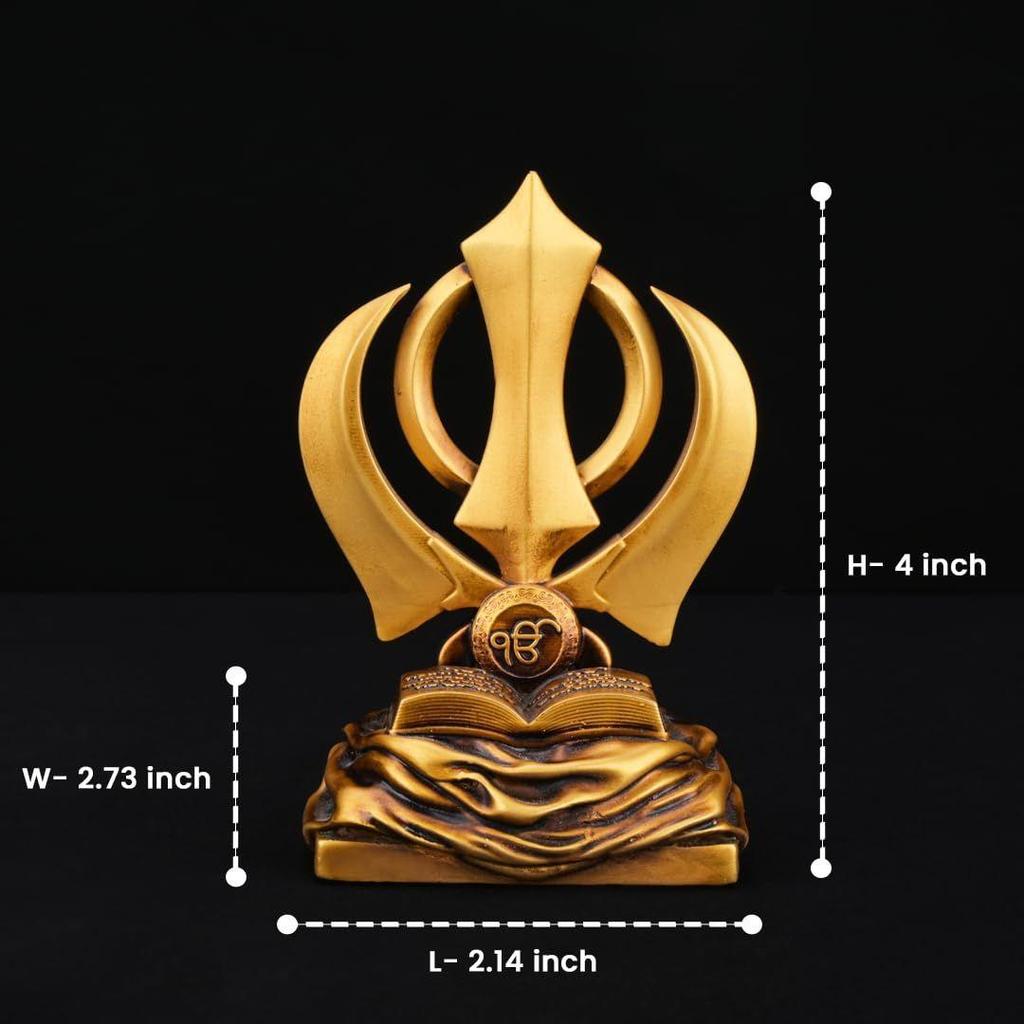 Khanda Sahib Idol Sikhisches religiöses Symbol Khanda Sahib Statue für Armaturenbrett Idol für Pooja Bürotisch Ausstellungsstück