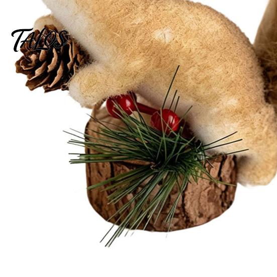 Window Sill Festive Adornments Christmas Squirrel Ornaments for Tree, Cute Felt Plush Woodland with Pine Pastoral Style Party Supplies Cone,