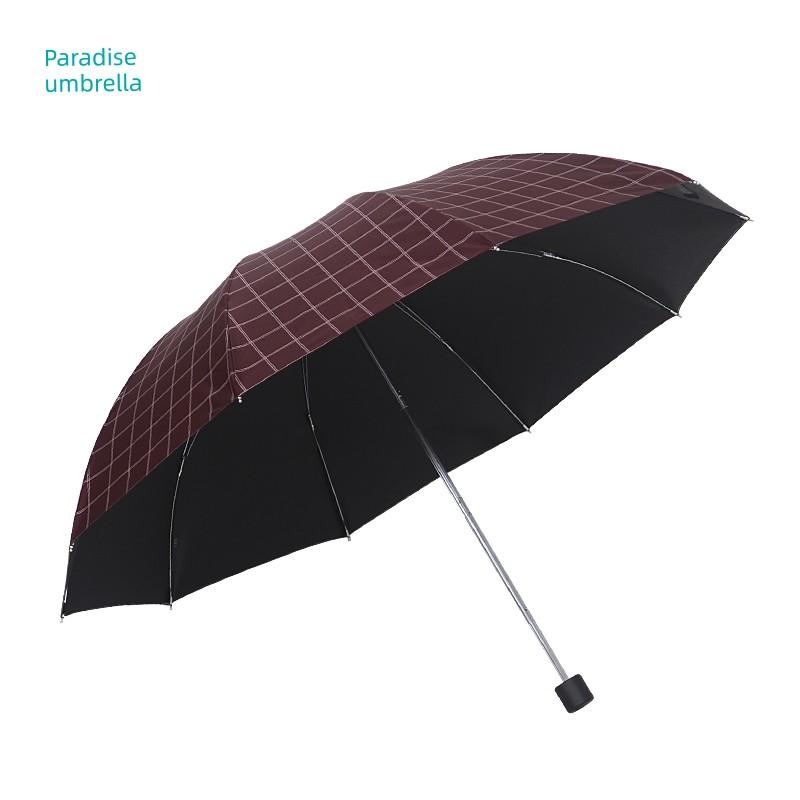 Paradise Umbrella Ten-Rib Extra Large Double Black Vinyl Checkered Sun Protection Uv Protection Dual-Use Sun and Rain Umbrella 70% off Umbrella