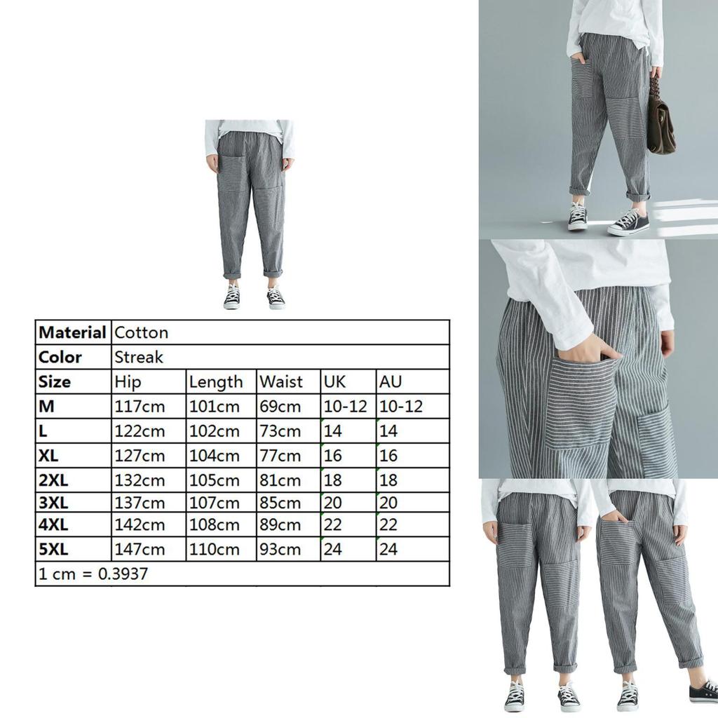 Women's Plus Size Harem Pants With Stylish Stripes And Comfortable Casual Fit