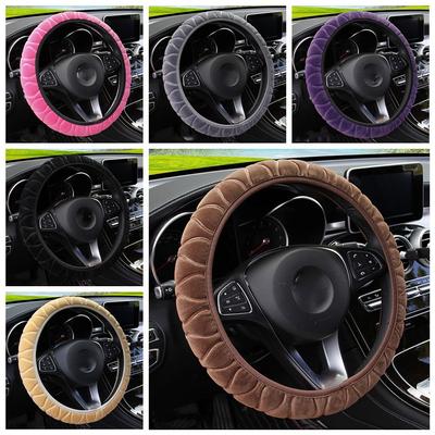 Elastic Anti-Slip Auto Decoration Warm Plush Soft Three-Dimensional Car Steering Wheel Cover