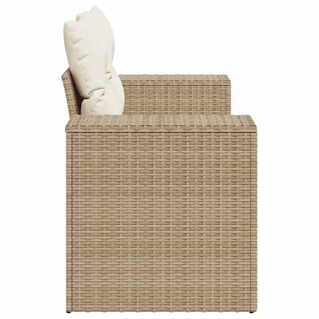 Vidaxl Garden Sofa With Cushions, 2-Seater, Beige, Poly Rattan
