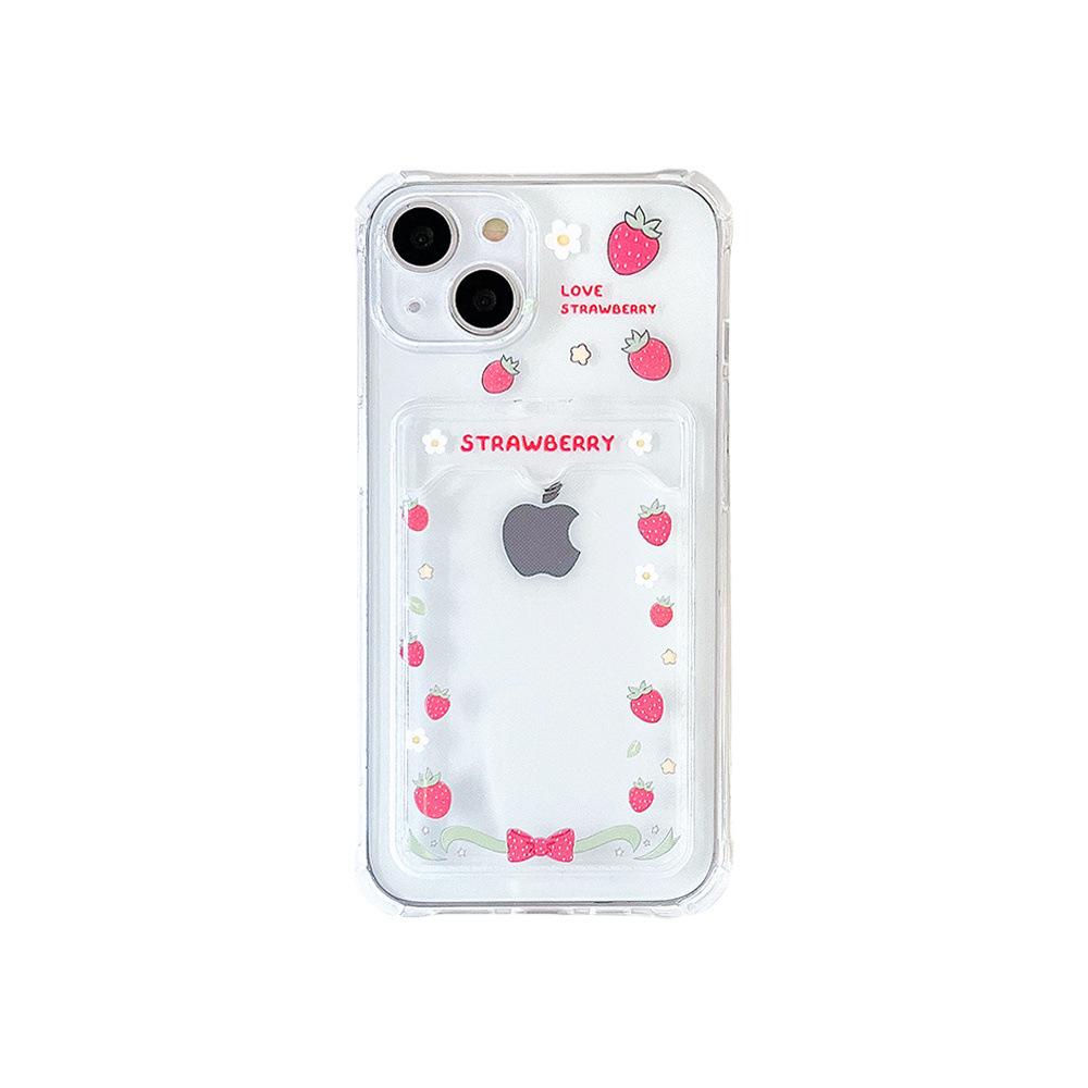 Strawberry Bunny Card Slot Mobile Phone Case - Compatible with iPhone 11 Pro, XR, XS Max.