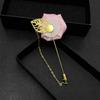 1 pièce Broche de mode de haute qualité pour homme, fleur de rose, feuille dorée, épingle à revers de costume, boutonnière de mariage, bijou
