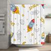 Space-Themed Shower Curtain Set Featuring Rockets And Planets For Kids' Bathrooms White Background With Colorful Designs