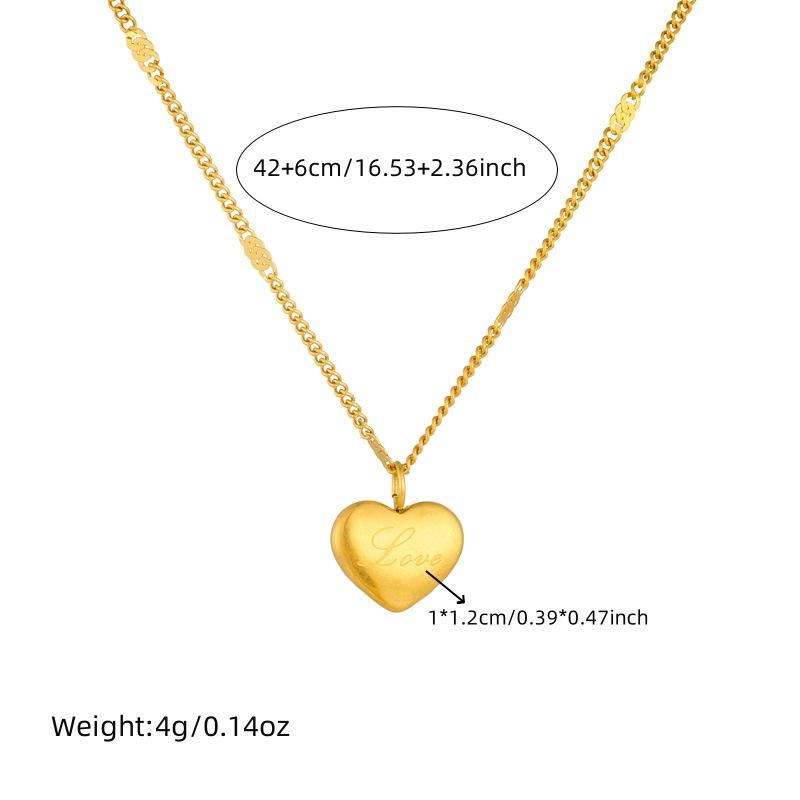 gold puffy heart pendant necklace for women