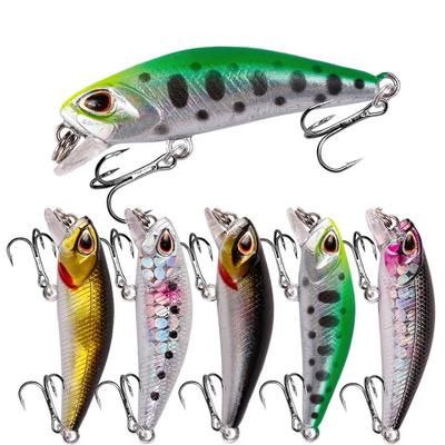 4,5 cm/3,5 g sinkender Minnow-Köder, Barsch bionomischer Angelköder, 5 Farben, Hartplastikköder.