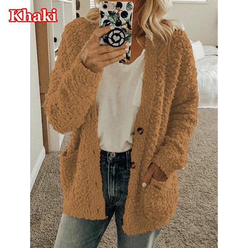 Frauen Herbst Winter Plüsch Sweatshirt Mode Lässig Plüsch Strickjacke Damen Lose Pullover Tops Plus Größe