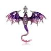 Men Women Dragon Brooch Pin Vintage Crystal Rhinestone Domineering Dragon Flying Pins Clip Lapel Suit Brooches