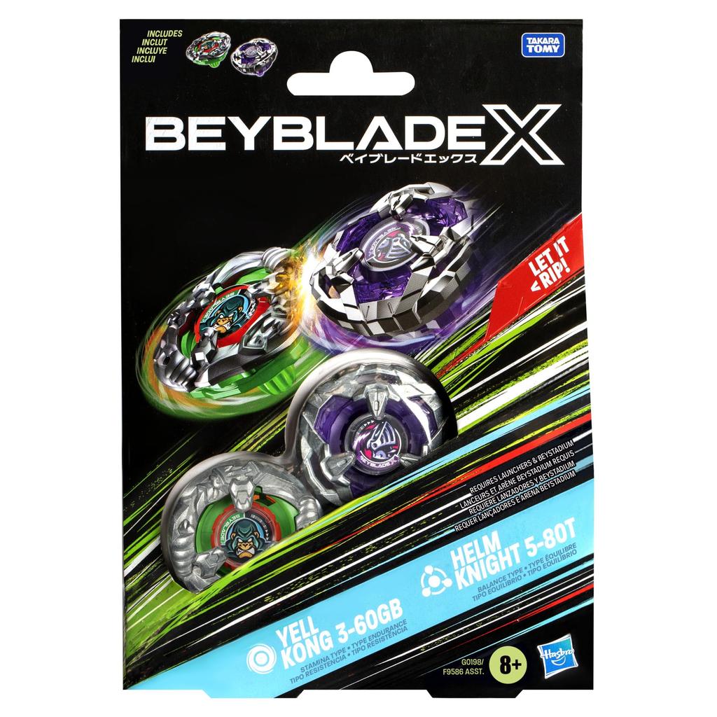 Beyblade X Yell Kong Helm Knight Dual Pack Set with 2 Battle Top Toy for Boys and Girls Ages 8 and Up 3-60GB 5-80T Right-Spinning Tops,