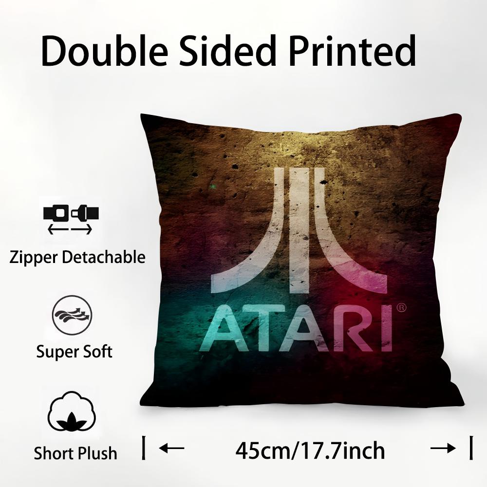 A-AtariS Game Logo Pillow Case Plush Fabric Soft Double Sided Print Sofa Cushion Cover Throw Pillow Covers