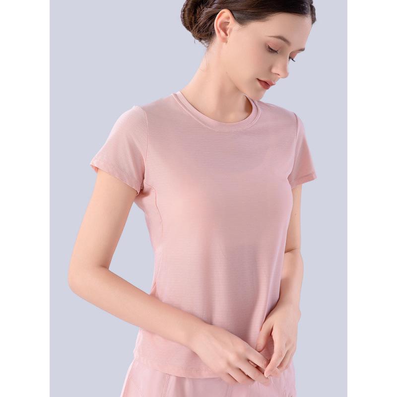 Women's Summer Yoga Clothes: Lightweight, Elastic, Quick-Dry, Breathable Mesh Short Sleeve for Running & Fitness