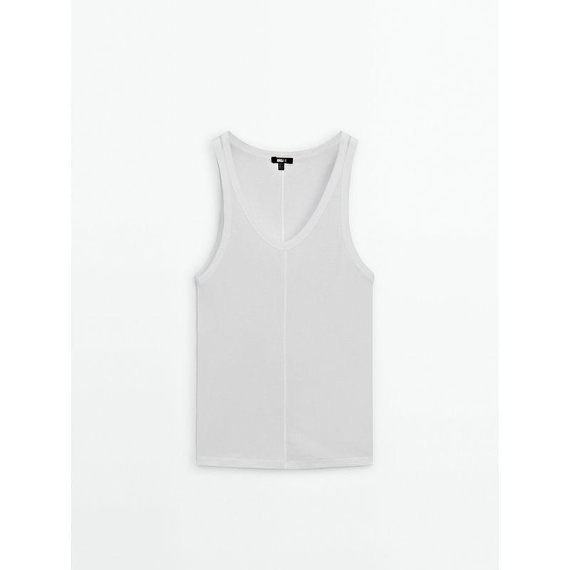 French British Women's Shoulder Strap Cotton T-shirt Camisole Sexy White Liner Women's U Collar Pure Cotton Thread