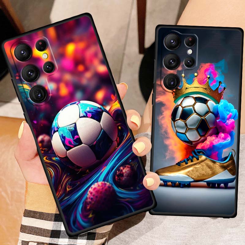 Moderne fodbold cool Til Samsung Galaxy S26 S25 S24 S23 S22 S21 S20 Ultra Plus FE 5G Sort Blød TPU Telefoncover