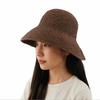 Korean Style Beach Sun Hat Solid Color Summer Bucket Hat Fashion Crochet Straw Hat  Fishing