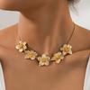 Golden Flower Pendant Necklace Dopamine Style Wrinkled Choker New Jewelry Accessories  Gift