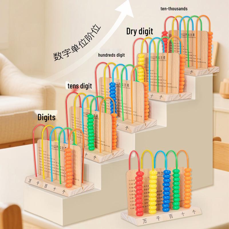 Montessori Five-Tier Abacus: Three-Digit Frame for Early Education Math Teaching - Grades 1 & 2
