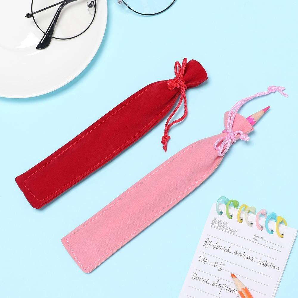 Pen Bag Plush Cloth Pen Bag Double-sided Thickened Velvet Pen Pouch Sleeve Office School Supplies