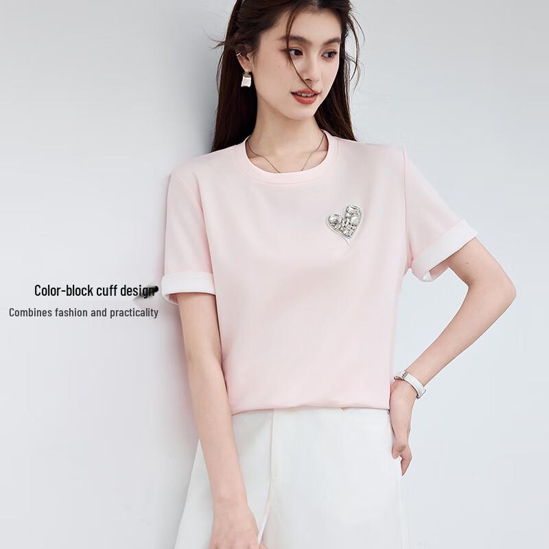 VICTORIA&VERA Women's Heart Diamond Short Sleeve T-Shirt