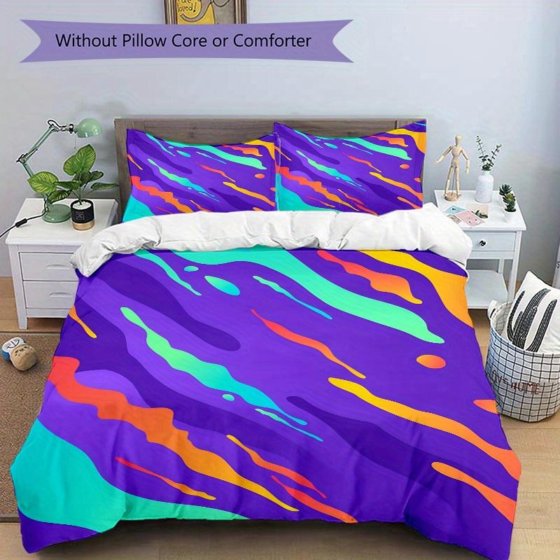 3Pcs Abstract Art Print Printed Bedding Set, Breathable And Soft, Machine Washable, Christmas Gift, Suitable for Bedroom Decoration, 15148