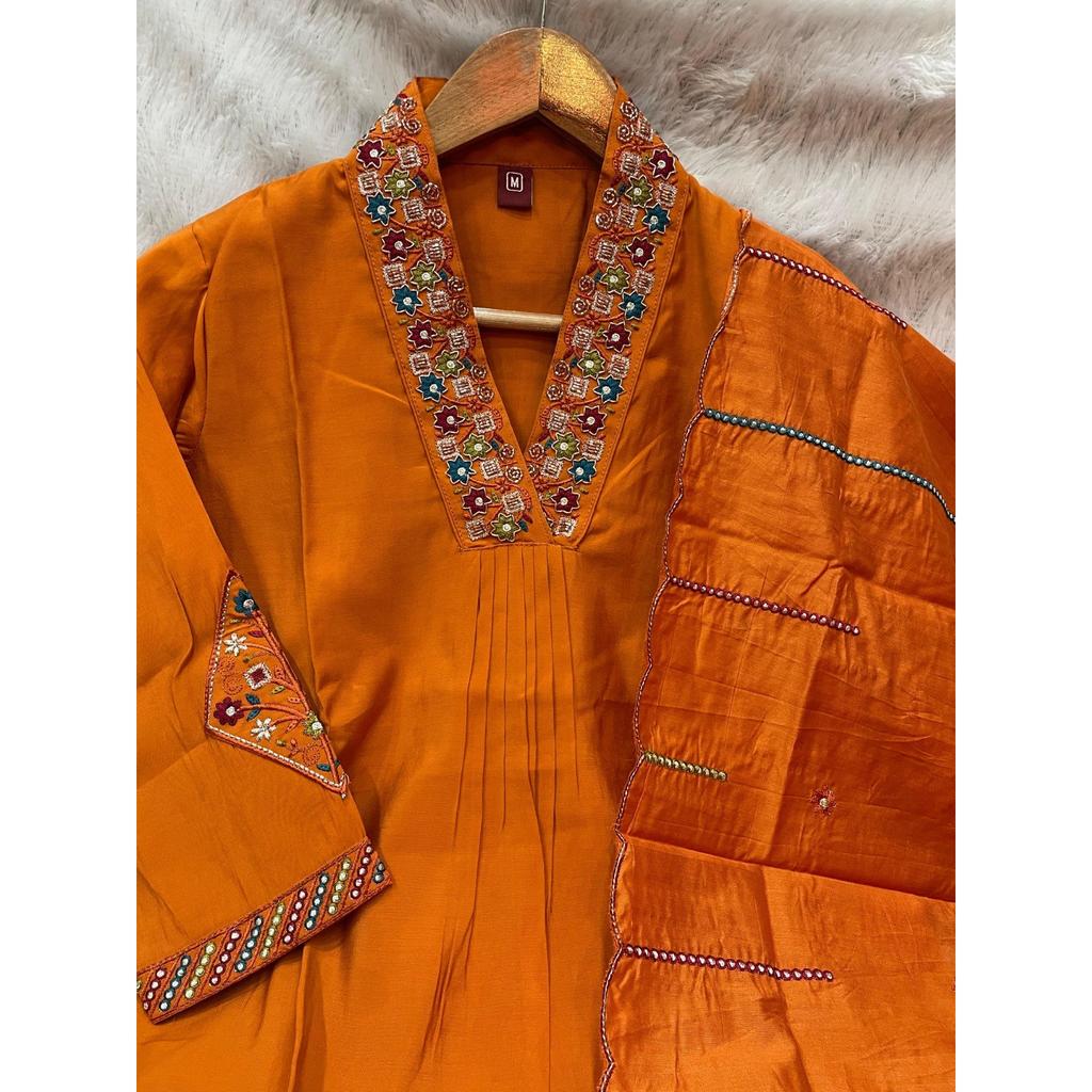 Pakistani Designer Party Wear Kurti Set Indian Bollywood Kurta Pant Dupatta Set