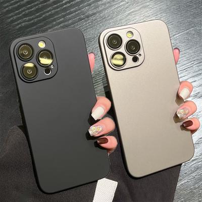 Funda Resistente de Plástico Duro Mate tipo Armadura para iPhone 16 15 14 13 12 11 Pro Max Plus Cubierta de Protección de Cristal HD para Cámara