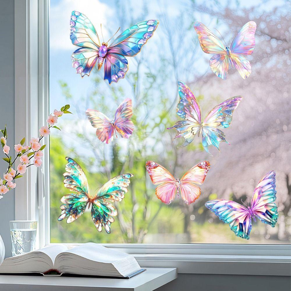 Multicolor Electrostatic Window Stickers Static Butterfly Glass Stickers  Home Decoration