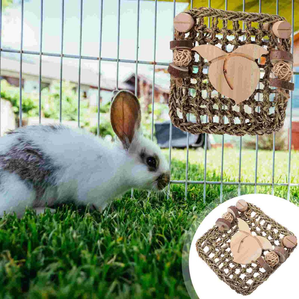 Kaninchenspielzeug Meerschweinchenspielzeug Haustierkäfig Grasmatte Hängematte Hase Naturkiefer Geflochtenes Bett Hamster