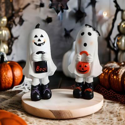 Ghost Figurine Resin Cartoon Standing Ghost Statue Hand-painted Ghost Table Centerpiece