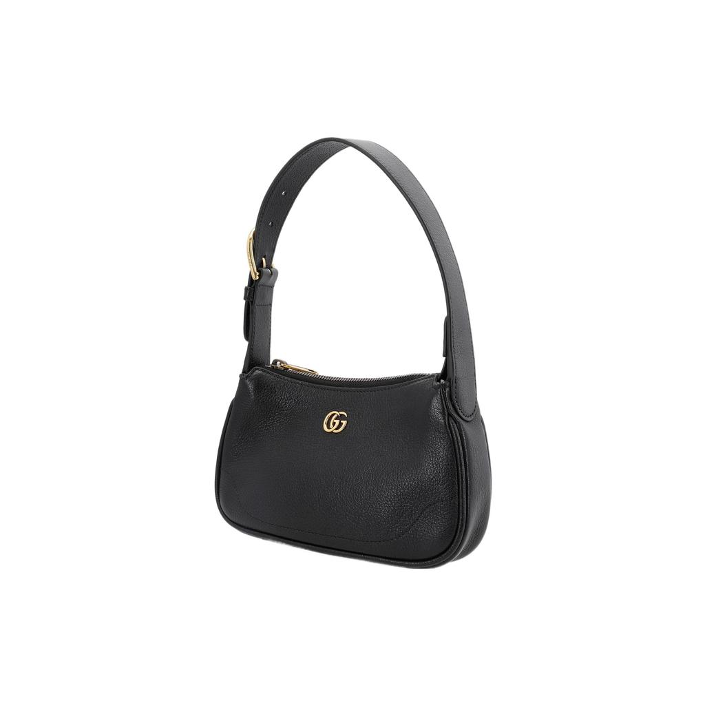 Gucci Aphrodite Gold-Plated Double G Logo Zipper Closure Leather Underarm Bag Mahjong Bag Handbag Shoulder Bag Women Bags Black 739076-AAA9F-1000