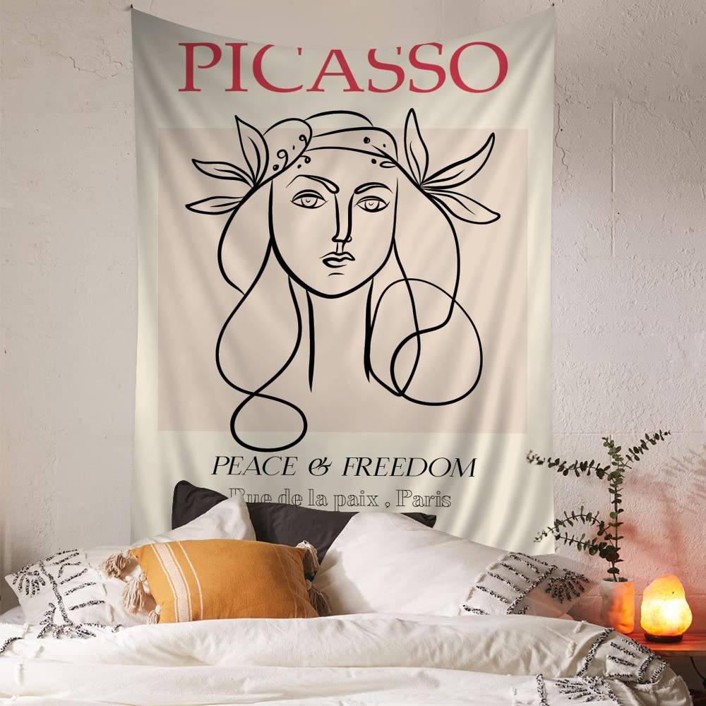 PPicasso Woman Anime Tapestry Hippie Flower Wall Carpets Dorm Decor Wall Hanging Home Decor