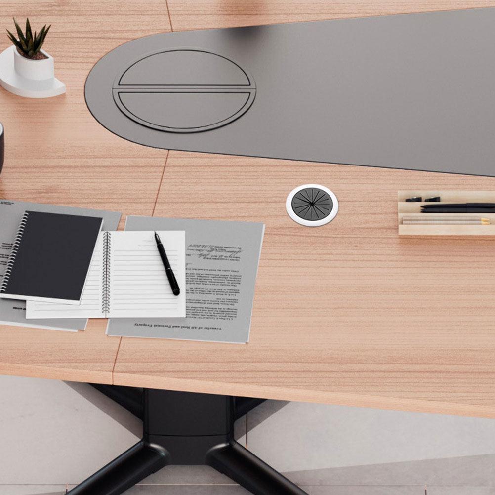 6Pcs Black Zinc Alloy Cable Hole Covers Desk Wire Grommets Organizers for Computer Office Desk Cable Management