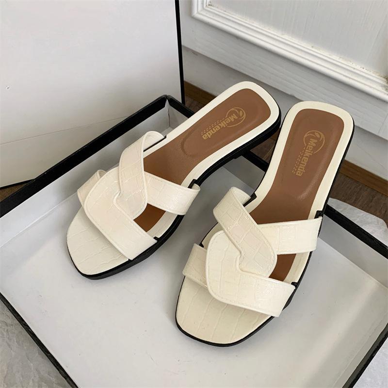 

Женские летние сандалии на плоской подошве в стиле феи - пляжная обувь в римском стиле с мягким носком 36/37 (fits 35-36) белый