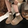 Snow Boots Cotton Shoes Winter New Velvet Thickened Thick-soled Non-slip Zipper Women's Boots Flat Short Boots