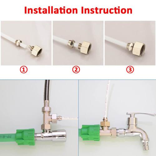 Brass Faucet Water Filter Adapter, Threaded Tube Adapter for Connecting Water Filter Pipe Hose Fittings (Female Thread G1/2", OD 3/8")