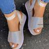 Fashion Women's Sandals Fashion Rhinestone Wedge Sandals Ladies Summer High Heels Platform Shoes Outdoor Open Toe Casual Sandals Size 43
