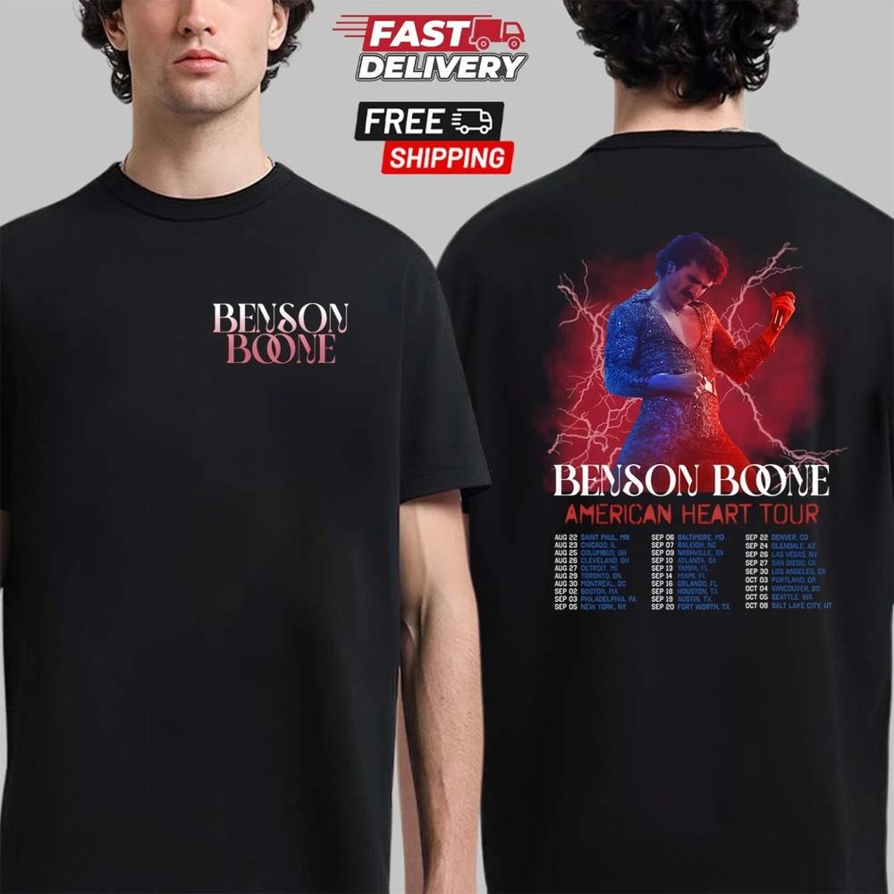 

Benson Boone American Heart Tour T-Shirt Concert 2025 Tour Dates Shirt Unisex T-Shirt M