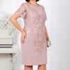 Lace Stitching Short Sleeve Two-Piece Evening Dress - Summer Fashion Trend