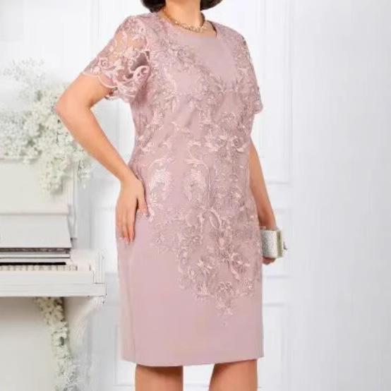 Lace Stitching Short Sleeve Two-Piece Evening Dress - Summer Fashion Trend