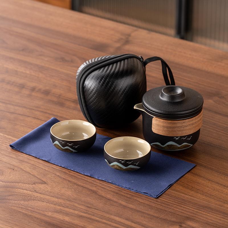 Hand-painted New Chinese High-end Gift Tea Set, One Pot and Four Cups Set, Light Luxury Gift Box, and the Whole Set of Gifts.