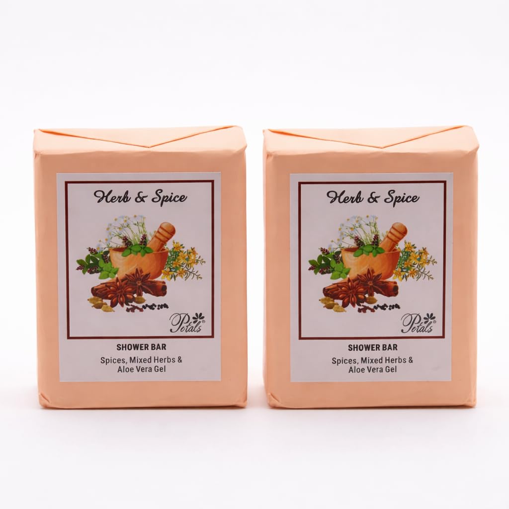 RSINC Herb & Spice Bath Soap Bars Combo Pack with Herbal Extracts – Refreshing Fragrance, Smooth Skin, All Skin Types, 2x100g