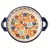 Creative Hand-painted Relief Handle Ceramic Baking Pan Bowl Cheese Baked Rice Tableware Binaural Oven