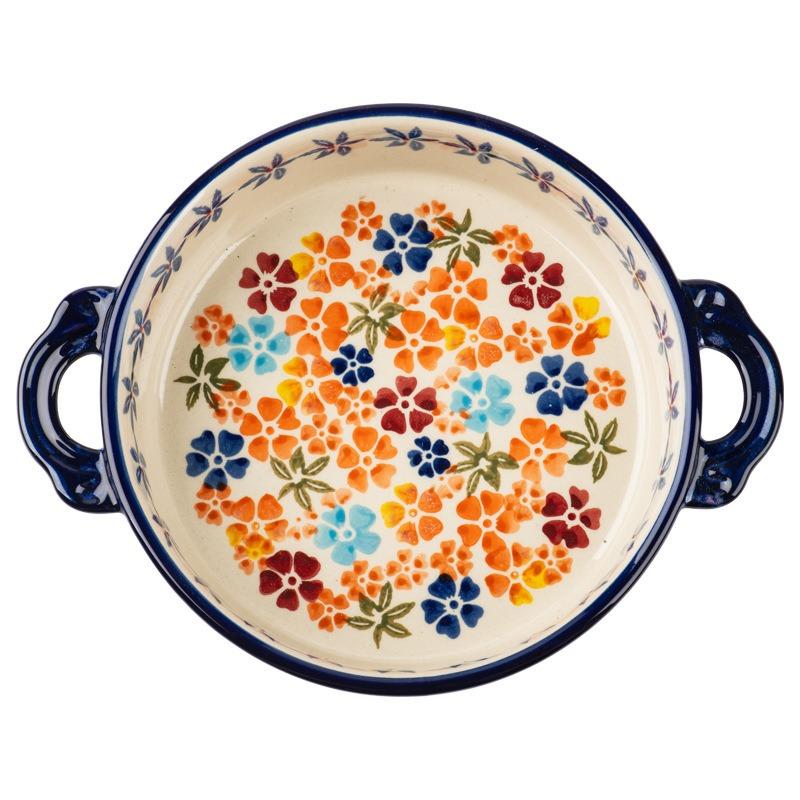 Creative Hand-painted Relief Handle Ceramic Baking Pan Bowl Cheese Baked Rice Tableware Binaural Oven