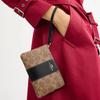 Coach Corner Zip Wristlet In Signature Canvas With Stripe Gold Tan Black